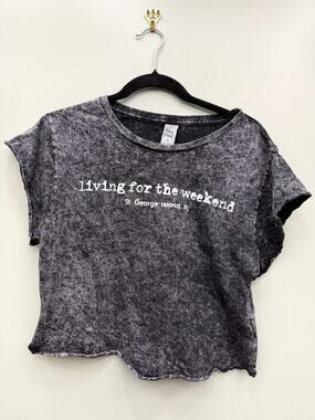 Daybreak Living for the Weekend St. George Island Acid Wash Cropped Graphic Tee